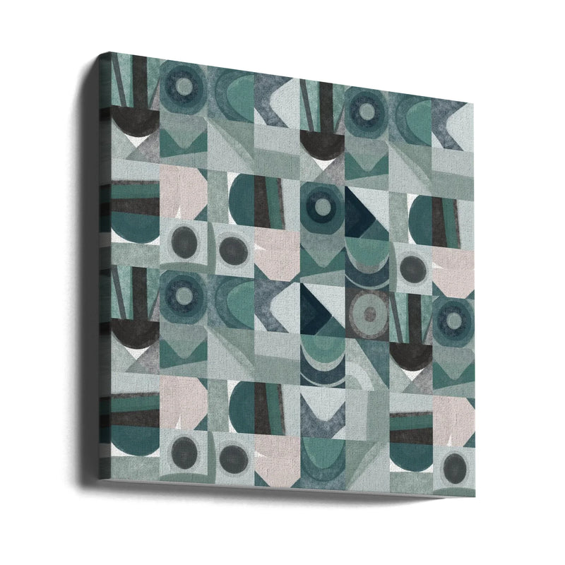 Mid Century Grid Pattern Four by Little Dean Square Canvas Print Art for Modern Home Decor. Decorate your office or living room with canvas artwork
