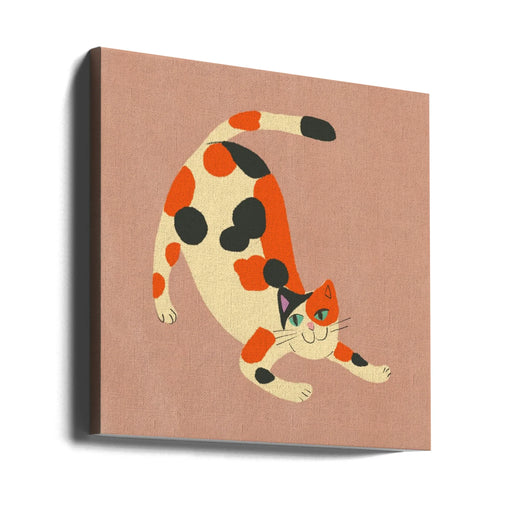 Pouncing cat Var by Little Dean Square Canvas Print Art for Modern Home Decor. Decorate your office or living room with canvas artwork