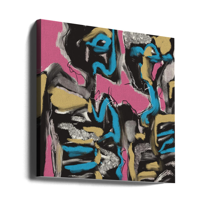 Ink and oil abstract 02 Square Canvas Art Print