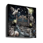 Maciej and his elf's treasure by Rafal Kulik Square Canvas Print Art for Modern Home Decor. Decorate your office or living room with canvas artwork