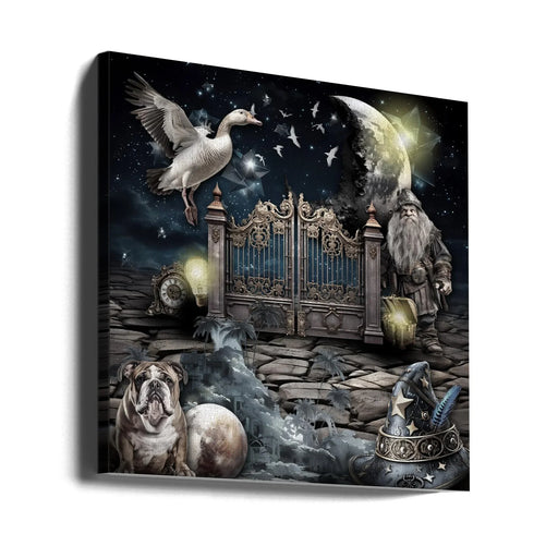 Maciej and his elf's treasure by Rafal Kulik Square Canvas Print Art for Modern Home Decor. Decorate your office or living room with canvas artwork