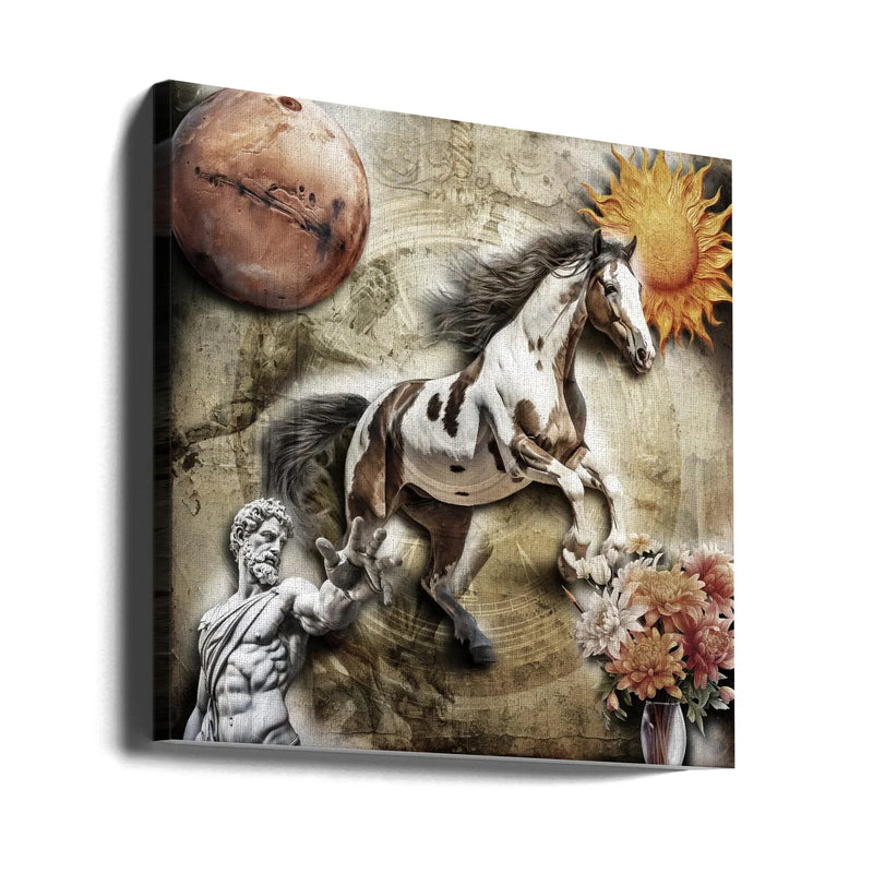 Horse art 3 by Rafal Kulik Square Canvas Print Art for Modern Home Decor. Decorate your office or living room with canvas artwork