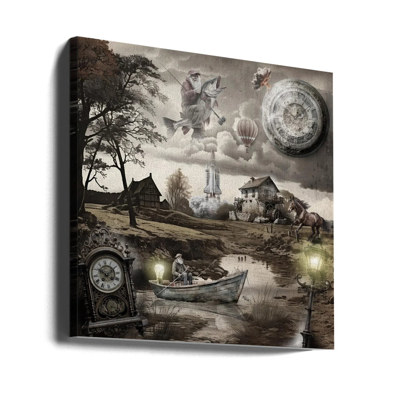 Atomic middle ages II by Rafal Kulik Square Canvas Print Art for Modern Home Decor. Decorate your office or living room with canvas artwork