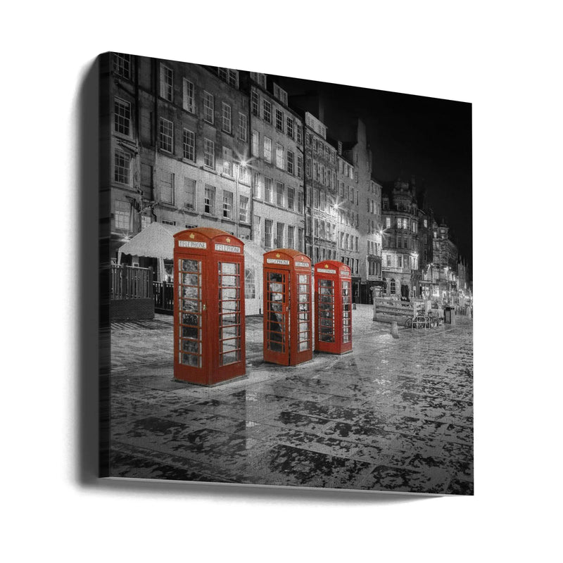 Evening impression of the Royal Mile in Edinburgh - Colorkey by Melanie Viola Square Canvas Print Art for Modern Home Decor. Decorate your office or living room with canvas artwork
