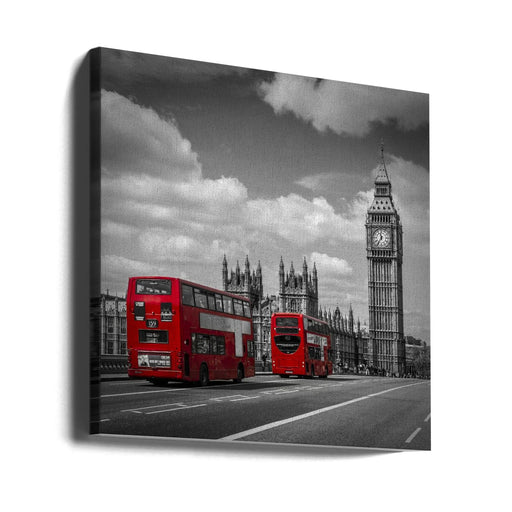 Typical London by Melanie Viola Square Canvas Print Art for Modern Home Decor. Decorate your office or living room with canvas artwork