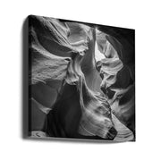 MONOCHROME ANTELOPE CANYON Rock Formation by Melanie Viola Square Canvas Print Art for Modern Home Decor. Decorate your office or living room with canvas artwork