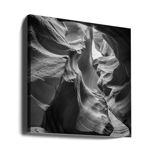 MONOCHROME ANTELOPE CANYON Rock Formation by Melanie Viola Square Canvas Print Art for Modern Home Decor. Decorate your office or living room with canvas artwork