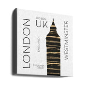 Urban Art LONDON Big Ben by Melanie Viola Square Canvas Print Art for Modern Home Decor. Decorate your office or living room with canvas artwork