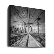 NYC Brooklyn Bridge by Melanie Viola Square Canvas Print Art for Modern Home Decor. Decorate your office or living room with canvas artwork