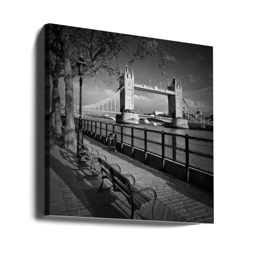 LONDON Thames Riverside & Tower Bridge by Melanie Viola Square Canvas Print Art for Modern Home Decor. Decorate your office or living room with canvas artwork