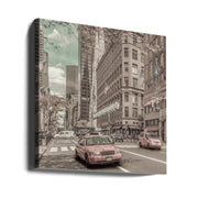 MANHATTAN 5th Avenue | urban vintage style by Melanie Viola Square Canvas Print Art for Modern Home Decor. Decorate your office or living room with canvas artwork