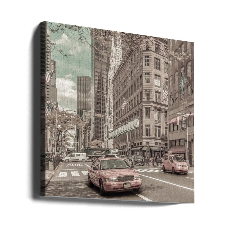 MANHATTAN 5th Avenue | urban vintage style by Melanie Viola Square Canvas Print Art for Modern Home Decor. Decorate your office or living room with canvas artwork