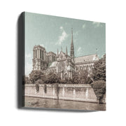 PARIS Cathedral Notre-Dame | urban vintage style by Melanie Viola Square Canvas Print Art for Modern Home Decor. Decorate your office or living room with canvas artwork