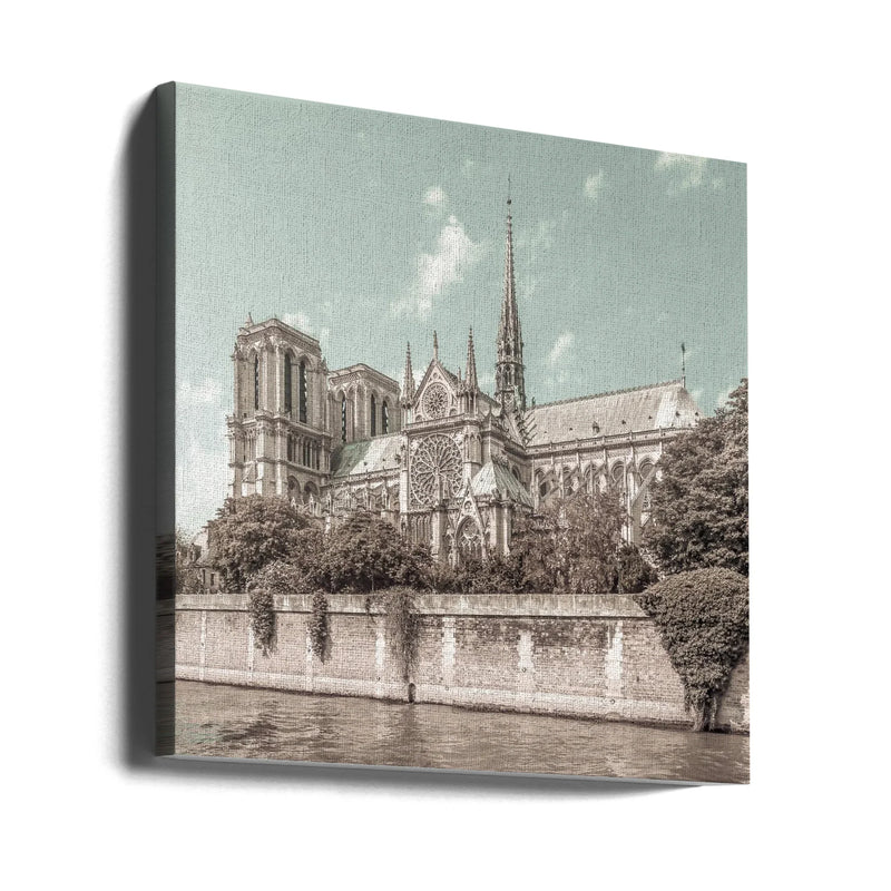 PARIS Cathedral Notre-Dame | urban vintage style by Melanie Viola Square Canvas Print Art for Modern Home Decor. Decorate your office or living room with canvas artwork