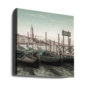 VENICE Grand Canal and Gondolas | urban vintage style by Melanie Viola Square Canvas Print Art for Modern Home Decor. Decorate your office or living room with canvas artwork
