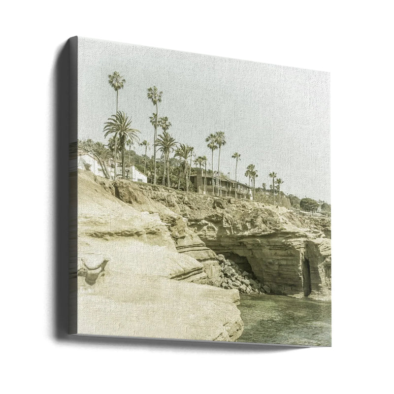 SAN DIEGO Vintage Sunset Cliffs by Melanie Viola Square Canvas Print Art for Modern Home Decor. Decorate your office or living room with canvas artwork