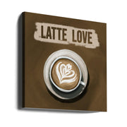 Latte Love by EMELIEmaria Square Canvas Print Art for Modern Home Decor. Decorate your office or living room with canvas artwork