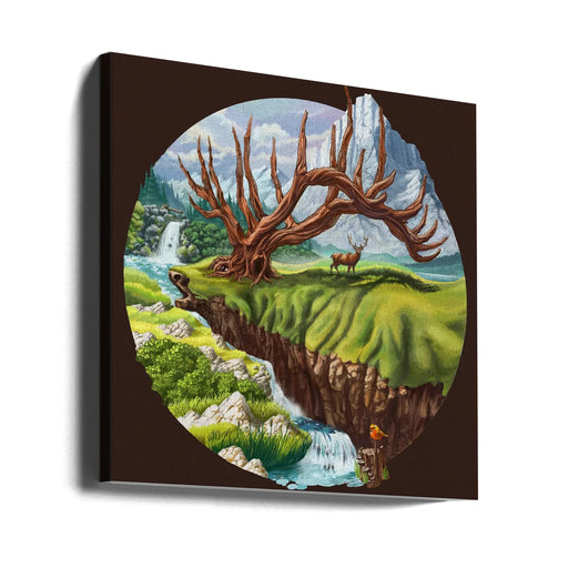 Father Deer by Alirıza ÇAKIR Square Canvas Print Art for Modern Home Decor. Decorate your office or living room with canvas artwork