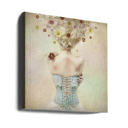Girl of the flower garden Square Canvas Art  Kiyo Murakami 