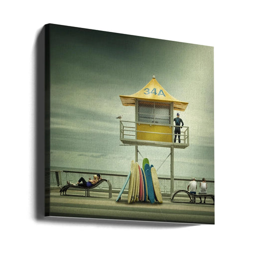 The life guard by Adrian Donoghue Square Canvas Print Art for Modern Home Decor. Decorate your office or living room with canvas artwork