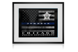 Chicago Police Thin Blue Line Flag officer wall art print decor