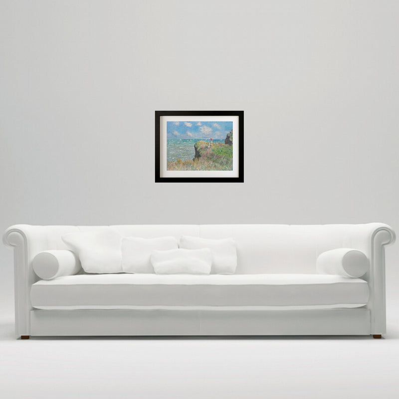 Cliff Walk at Pourville by Claude Monet Classic Art Framed Canvas