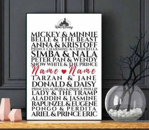​Custom Disney Character Personalized Couples Anniversary gift - Modern Memory Design Picture frames