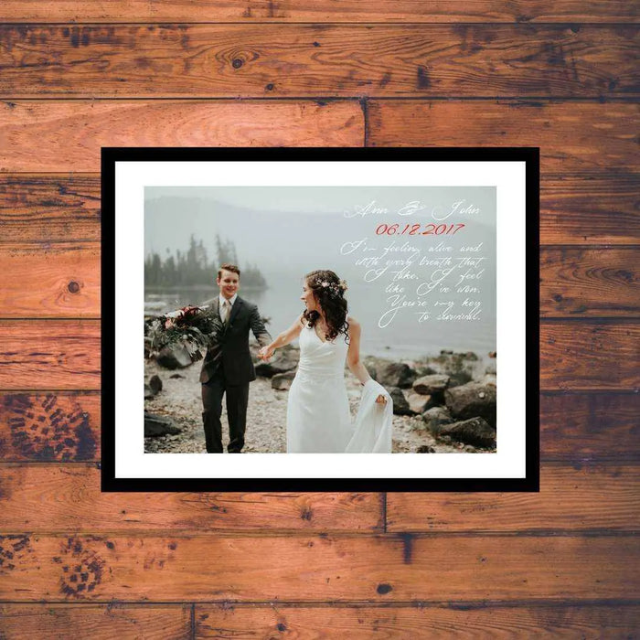 Custom personalized gift for wedding first dance song lyric wall art framed
