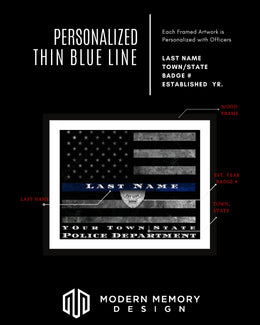 Custom Thin Blue Line Flag framed 11x14 : Promotion