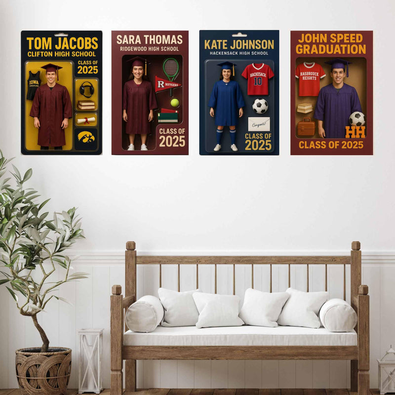 High School Graduation Action Figure Toy box 18x24 Canvas