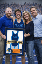 100 Career Win Wrestling Singlet Frame Banner Senior Award Night Gift Idea