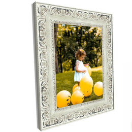 Distressed Aged White Wash Wood Picture Frame - 4 Inch Wide - Modern Memory Design Picture frames - New Jersey Frame shop custom framing