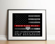 Firefighter thin red Line flag Fireman Sign Firefighter Gift