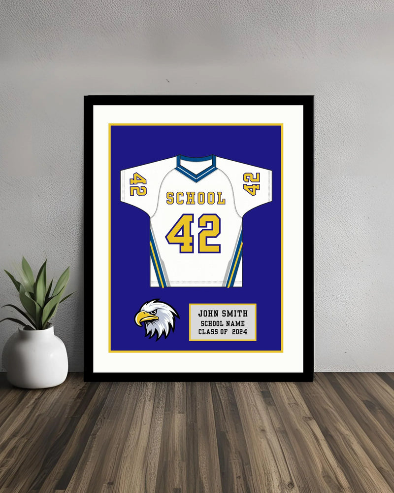 High School Lacrosse Senior Award Night Gift Idea - Jersey Frame Print