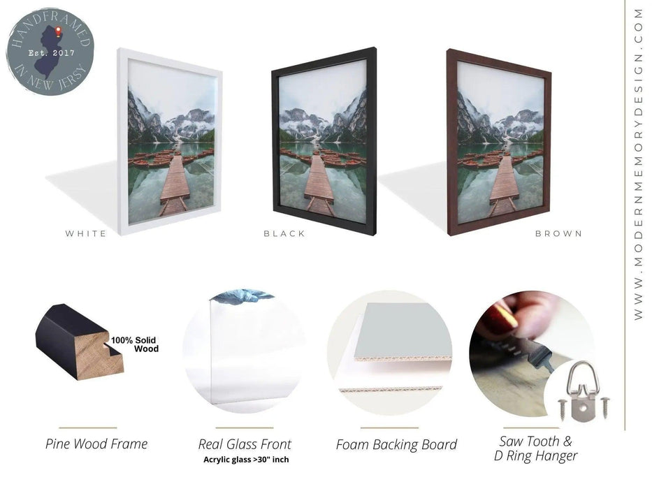 10x25 White Picture Frame For 10 x 25 Poster, Art & Photo - Modern Memory Design Picture frames - New Jersey Frame shop custom framing