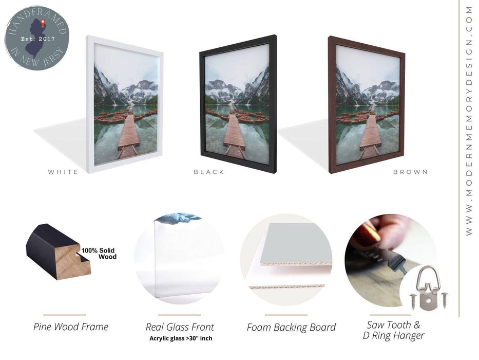 15x28 White Picture Frame For 15 x 28 Poster, Art & Photo - Modern Memory Design Picture frames - New Jersey Frame shop custom framing