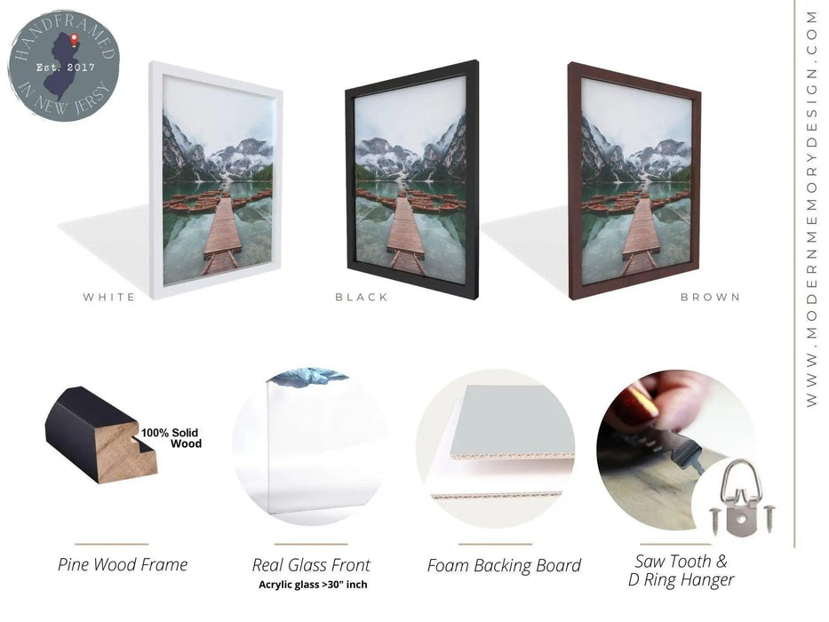 5x16 White Picture Frame For 5 x 16 Poster, Art & Photo - Modern Memory Design Picture frames - New Jersey Frame shop custom framing