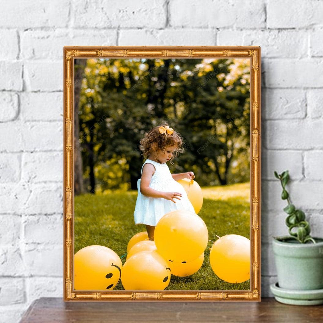 Gold Bamboo Picture Frame Flat Gallery Wall Hanging Framing