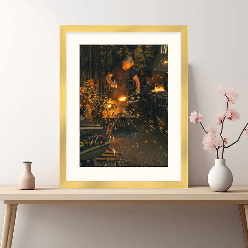 Modern Flat Lighting Gold Picture Frame  ModernMemoryDesign.com 