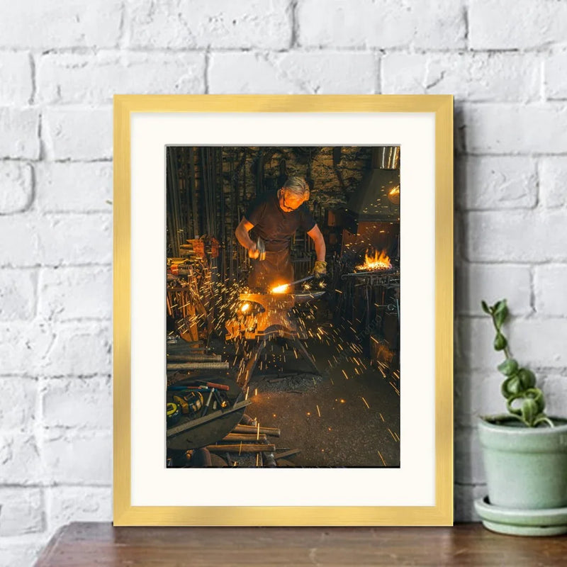 Modern Flat Lighting Gold Picture Frame  ModernMemoryDesign.com 