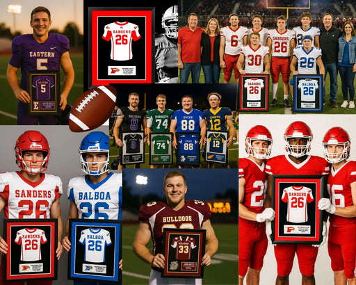 High School Senior Night Football gift Basketball Football Jersey Frame Print - New Jersey Celebrate your New Jersey high school football display jersey custom framing OR Soccer Softball Baseball Display Framed jersey picture frame - shadow box Frame