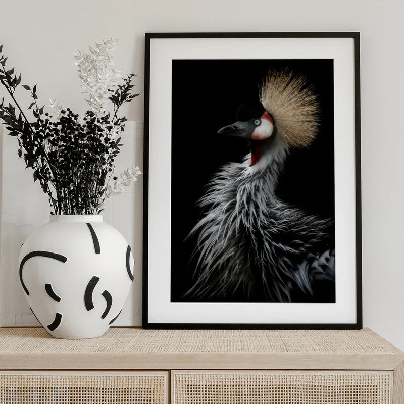 Crowned crane's portrait Framed Art Eiji Itoyama | Home or Office Art
