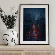 Raining China Town Framed Art Javier de la Torre | Home or Office Art