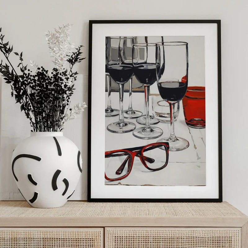 Still Life With Red Glasses - Treechild Framed Art | Home or Office Art