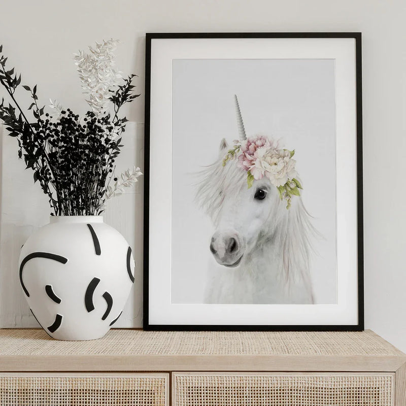 Floral Unicorn Framed Art Lola Peacock | Home or Office Art