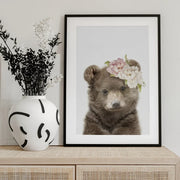 Floral Baby Bear Framed Art Lola Peacock | Home or Office Art