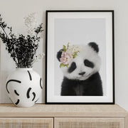 Floral Baby Panda Framed Art Lola Peacock | Home or Office Art