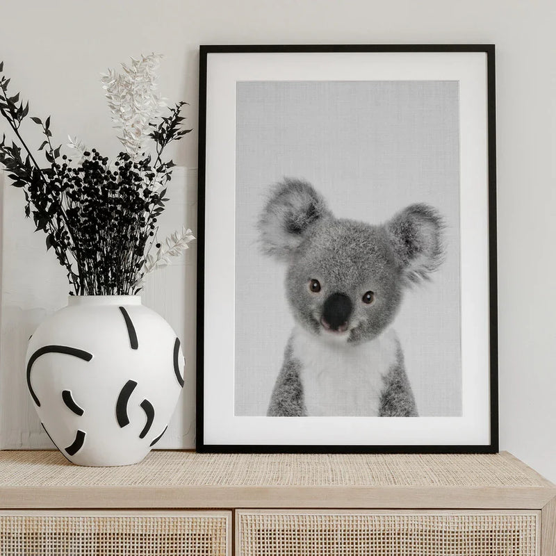 Peekaboo Baby Koala Framed Art Lola Peacock | Home or Office Art