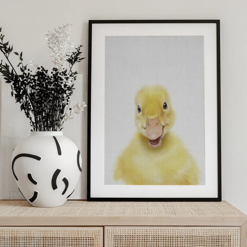 Peekaboo Baby Duck Framed Art Lola Peacock | Home or Office Art