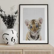 Peekaboo Baby Tiger Framed Art Lola Peacock | Home or Office Art